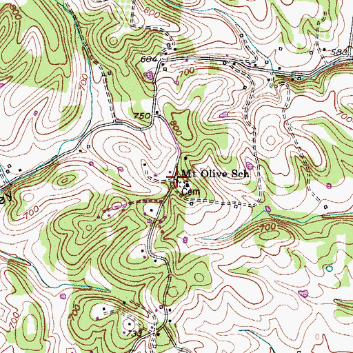 Topographic Map of Mount Olivet School, TN