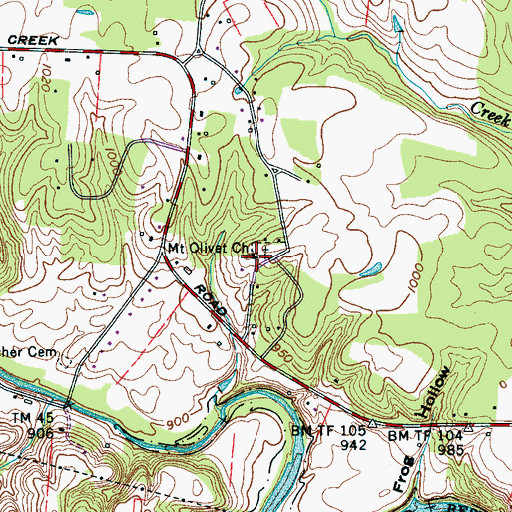 Topographic Map of Mount Olivet Church, TN