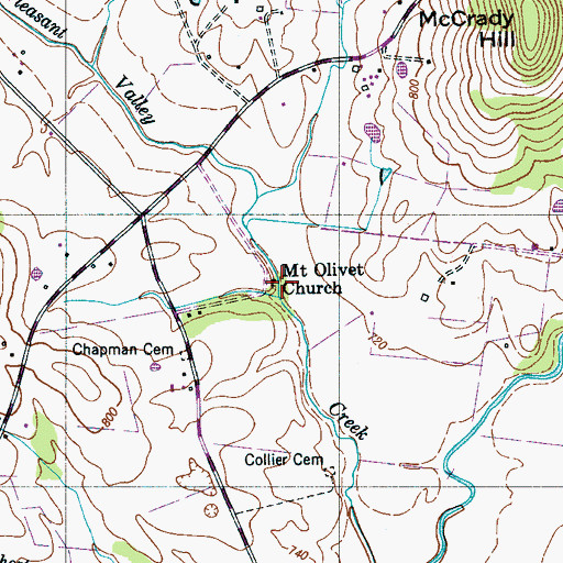 Topographic Map of Mount Olivet Church, TN