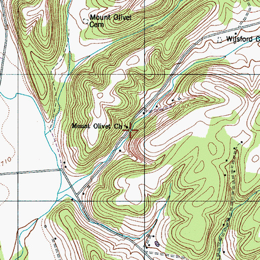 Topographic Map of Mount Olivet Church, TN