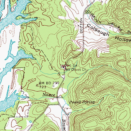 Topographic Map of Mount Olivet Church, TN