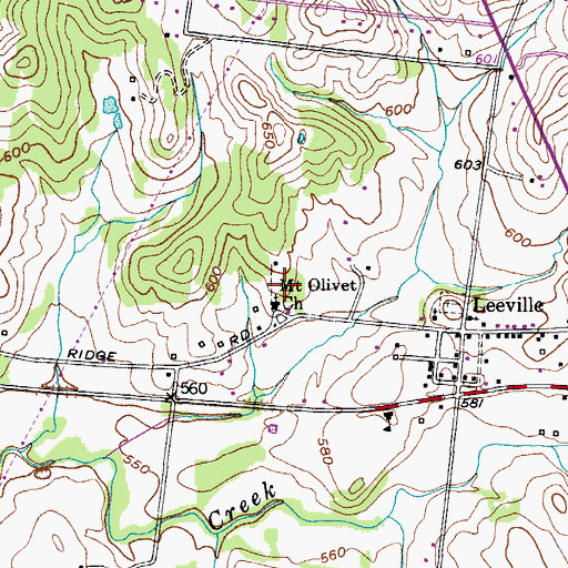 Topographic Map of Mount Olivet Church, TN