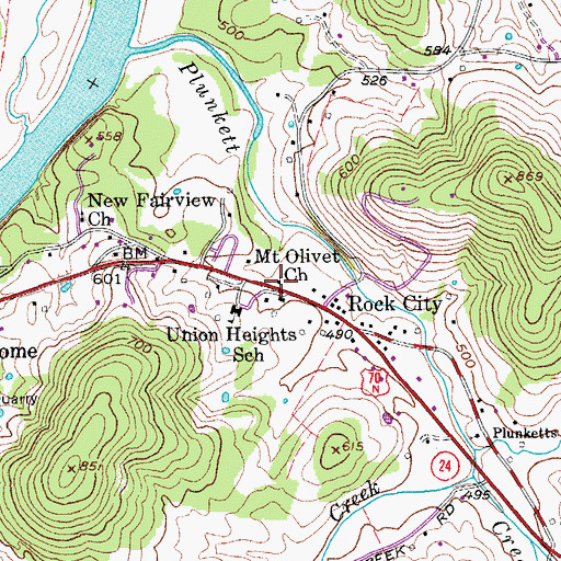 Topographic Map of Mount Olivet Church, TN