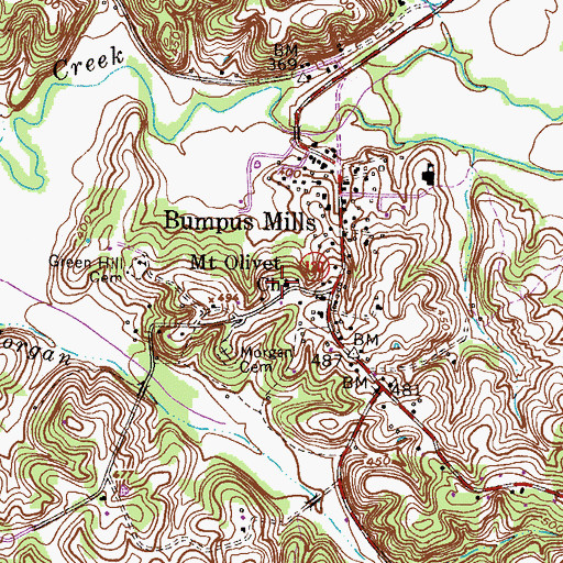 Topographic Map of Mount Olivet Church, TN