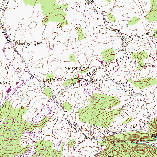 Topographic Map of Mount Paran Baptist Church, TN