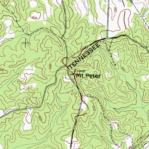 Topographic Map of Mount Peter, TN