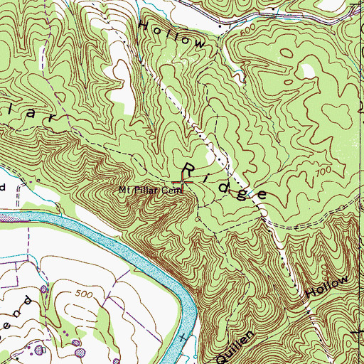 Topographic Map of Mount Pillar Cemetery, TN