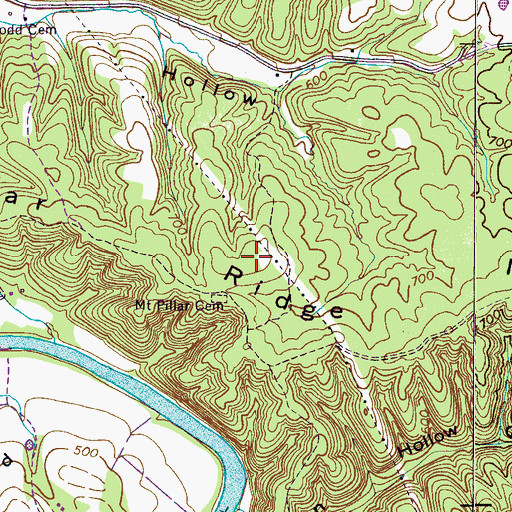 Topographic Map of Mount Pillar Ridge, TN
