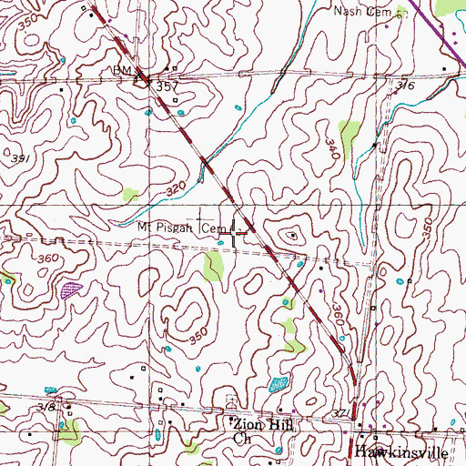 Topographic Map of Mount Pisgah Cemetery, TN