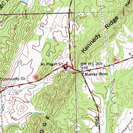 Topographic Map of Mount Pisgah Church, TN