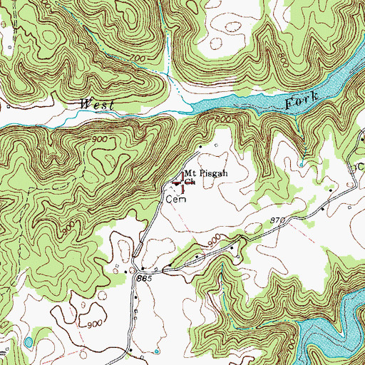 Topographic Map of Mount Pisgah Church, TN