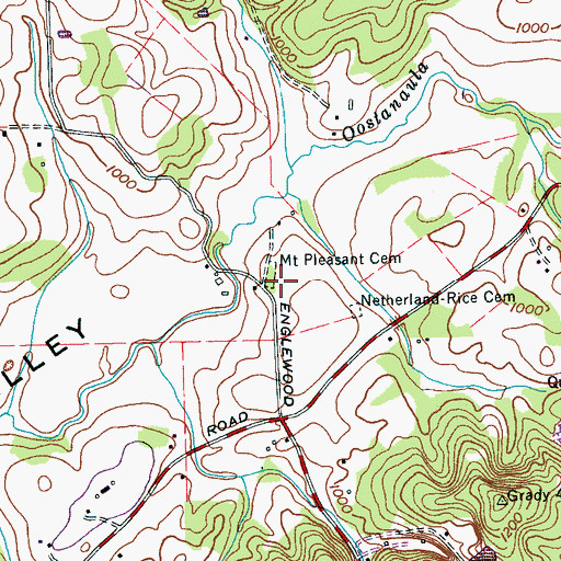 Topographic Map of Mount Pleasant Cemetery, TN