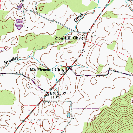 Topographic Map of Mount Pleasant Church, TN