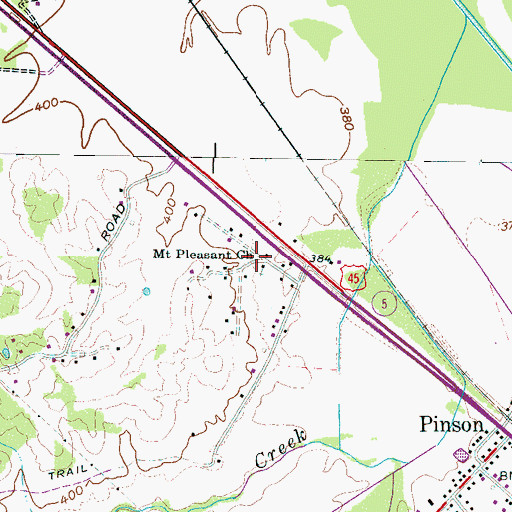 Topographic Map of Mount Pleasant Church, TN