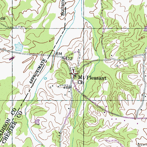 Topographic Map of Mount Pleasant Church, TN