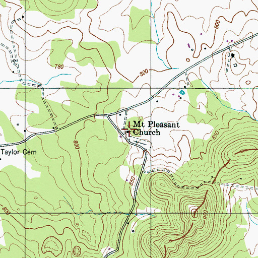 Topographic Map of Mount Pleasant Church, TN