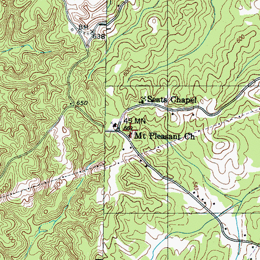 Topographic Map of Mount Pleasant Church, TN