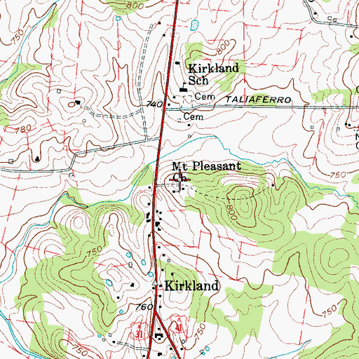 Topographic Map of Mount Pleasant Church, TN