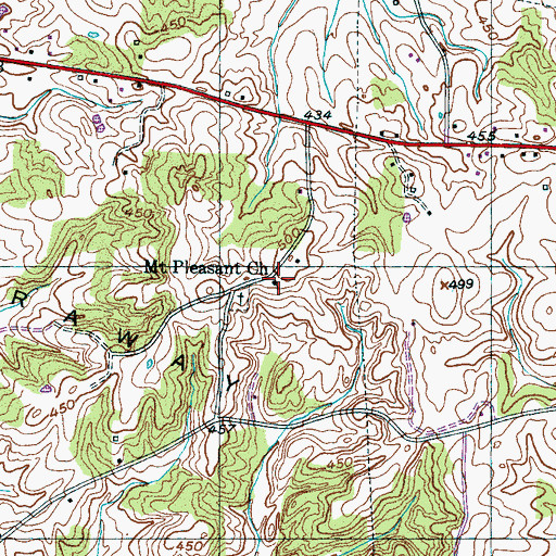 Topographic Map of Mount Pleasant Church, TN