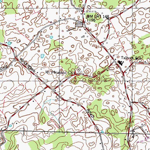 Topographic Map of Mount Pleasant Church, TN