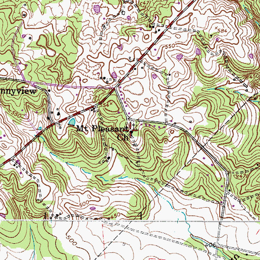 Topographic Map of Mount Pleasant Church, TN