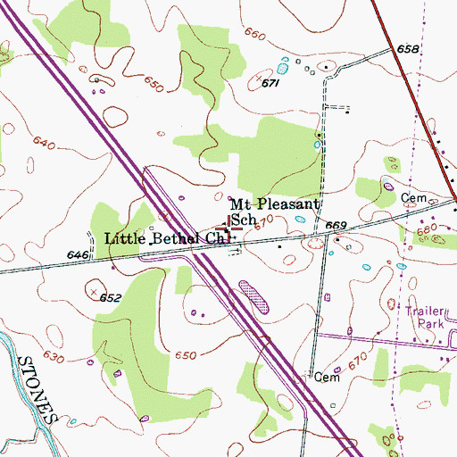 Topographic Map of Mount Pleasant School, TN