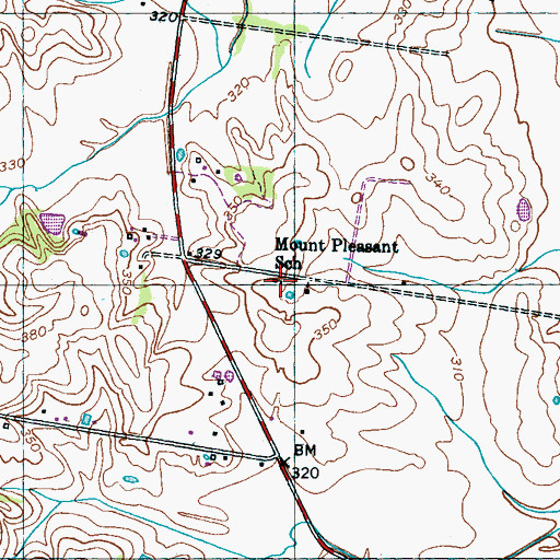 Topographic Map of Mount Pleasant School, TN