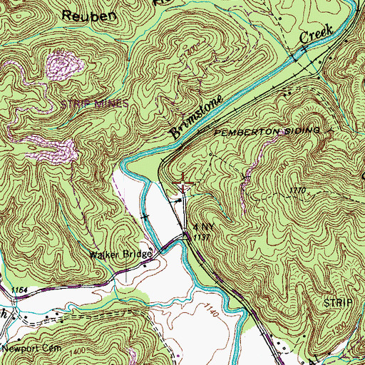 Topographic Map of Mount Pleasant School, TN