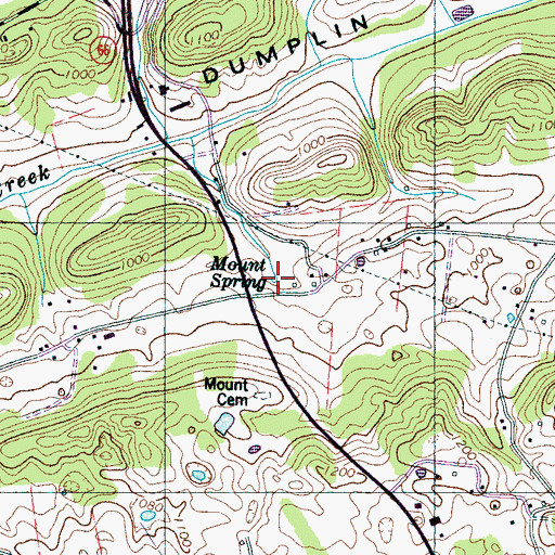 Topographic Map of Mount Spring, TN