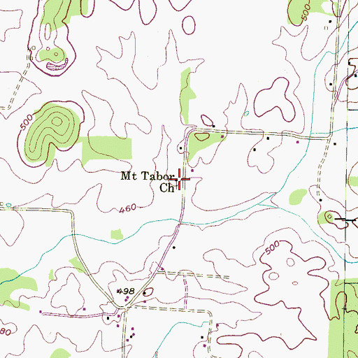 Topographic Map of Mount Tabor Church, TN