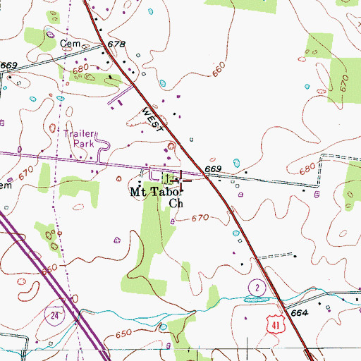 Topographic Map of Mount Tabor Church, TN