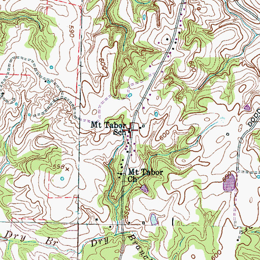 Topographic Map of Mount Tabor School, TN