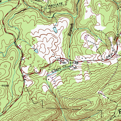 Topographic Map of Mount Teman Church, TN