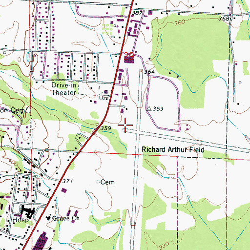 Topographic Map of Richard Arthur Field, AL