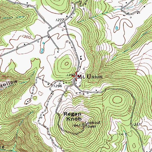 Topographic Map of Mount Union, TN