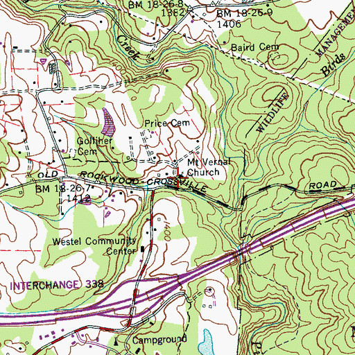Topographic Map of Mount Vernal Church, TN