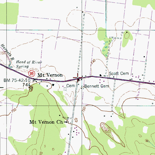 Topographic Map of Mount Vernon, TN