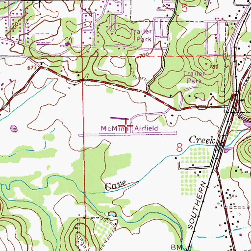 Topographic Map of McMinn Airport (historical), AL
