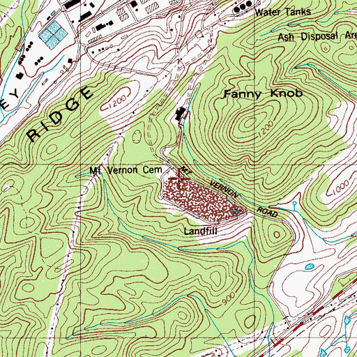 Topographic Map of Mount Vernon Cemetery, TN