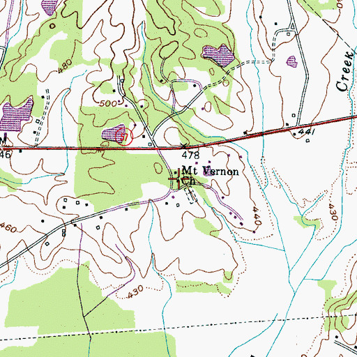 Topographic Map of Mount Vernon Church, TN
