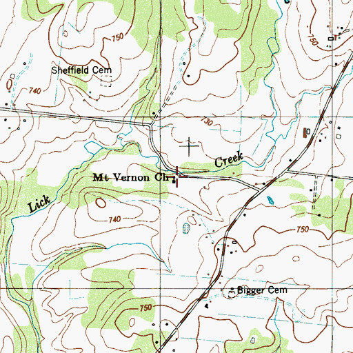 Topographic Map of Mount Vernon Church, TN