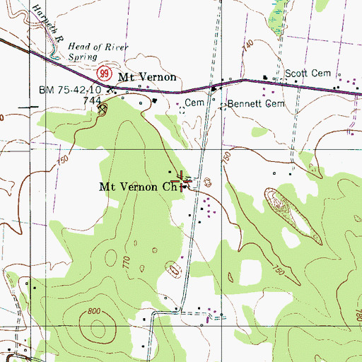 Topographic Map of Mount Vernon Church, TN