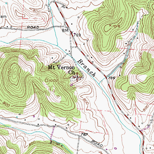 Topographic Map of Mount Vernon Church, TN