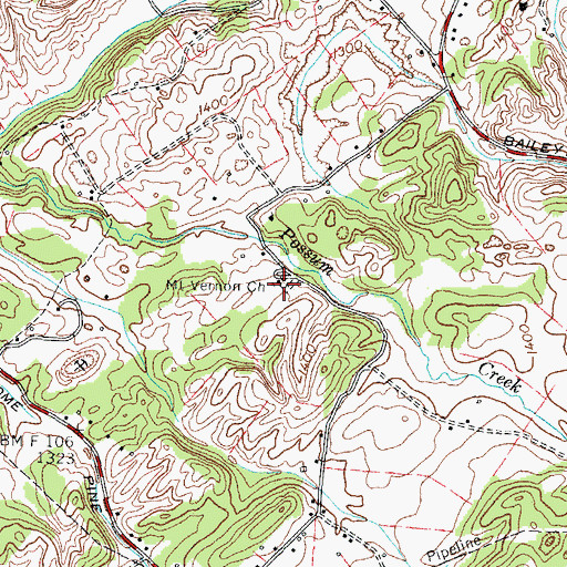 Topographic Map of Mount Vernon Church, TN