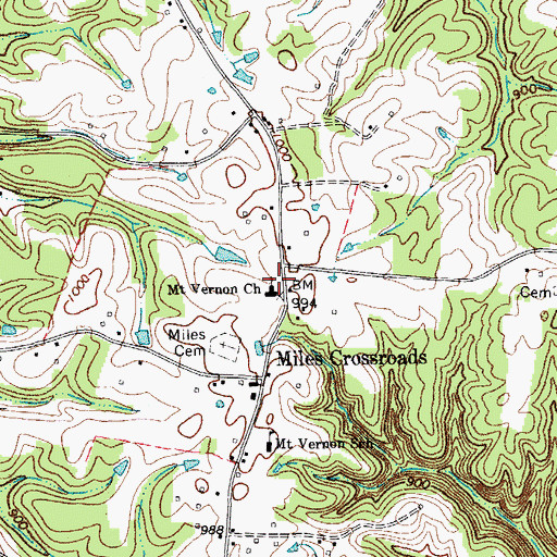 Topographic Map of Mount Vernon Church, TN