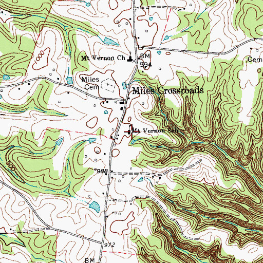 Topographic Map of Mount Vernon School, TN