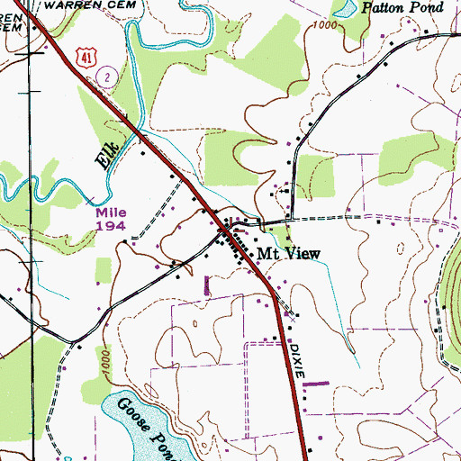 Topographic Map of Mount View, TN