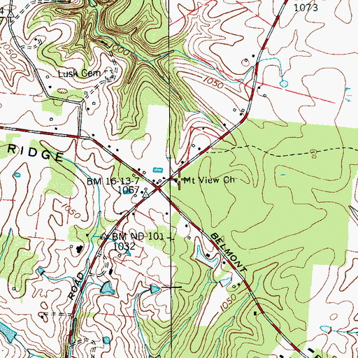 Topographic Map of Mount View Church, TN