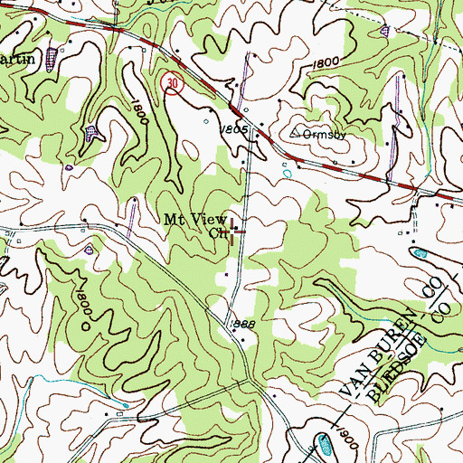 Topographic Map of Mount View Church, TN