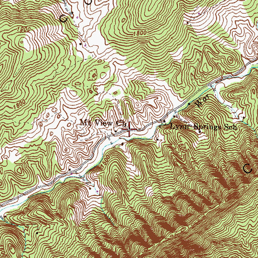 Topographic Map of Mount View Church, TN